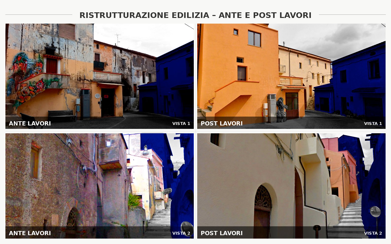 Miglioramento sismico di edificio in muratura, Tortora centro storico — ante e post lavori